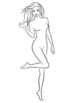 Beautiful girl posing while standing on a one foot Stock Illustration