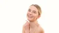 The beautiful girl posing on the white background 4k or 4k+ Resolution