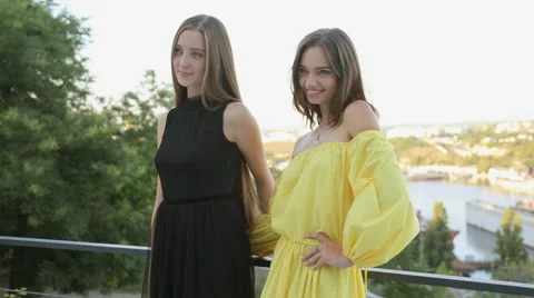 Beautiful girls posing at the party Stock Footage 59657763