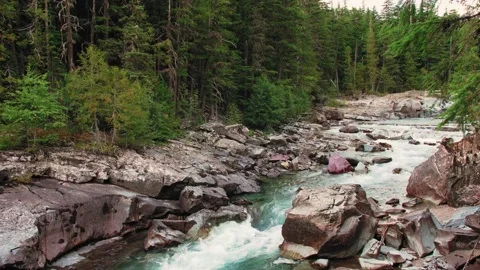 Beautiful Glacier Fed Mountain Stream At Glacier National Park 4K Video stock 150769779