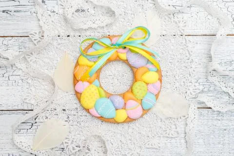 Beautiful glazed Easter cookies Stock Photos