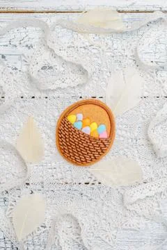 Beautiful glazed Easter cookies Stock Photos
