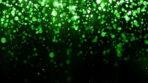 Beautiful glitter light background. Background with green falling particles Stock Illustration