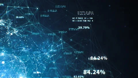 Beautiful Global Digital Network Seamless Growing with Numbers and Data Flying 動画素材 154874334