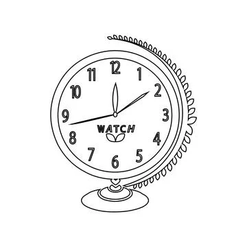 Beautiful globe style table clock line art design on a white background Stock-Illustration