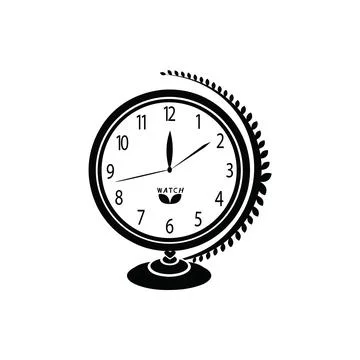 Beautiful globe style table clock silhouette design on a white background Stock Illustration