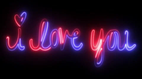 Beautiful glowing neon text "I love you". Shining illuminated stylish color.. Stock Footage 293556635