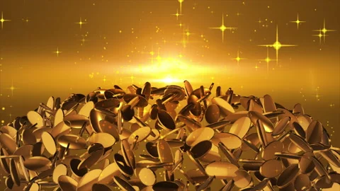 Beautiful Gold Color coin  Stack Background Stock Footage 194220075