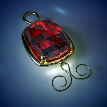 Beautiful gold earrings with ruby on dark blue background Иллюстрация