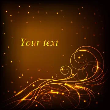 Beautiful gold pattern on dark background with stars Stock Illustration