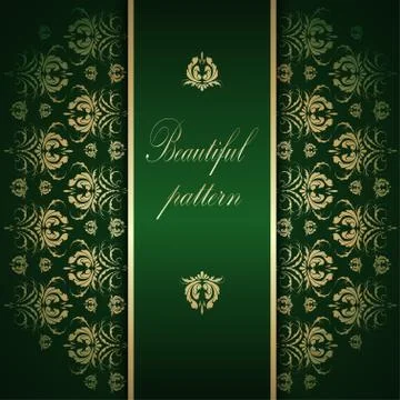 Beautiful gold pattern of flowers scrolls of calligraphy Stock Illustration