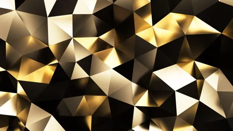 Beautiful Gold Polygonal Surface Moving in Seamless 3d Animation. Golden Low Stock Footage 249355879