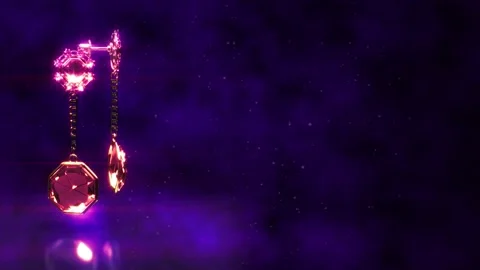 Beautiful gold shackles with red ruby gem gem stones rotate, fictitious Stock Footage 194427619