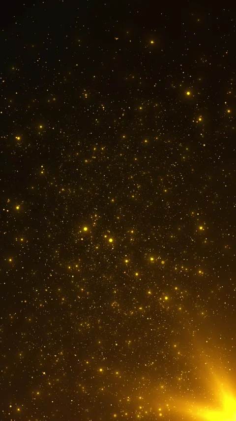 Beautiful gold volume light in dark Golden rays move on black background Stock Footage 314201062