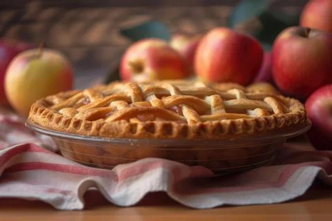 Beautiful Golden Brown Apple Pie, a Classic American Favorite Stock Photos
