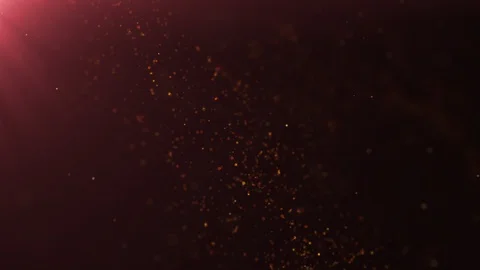 Beautiful Golden Floating Dust Particles With Red Flare on Black Background. Stock Footage 125290339