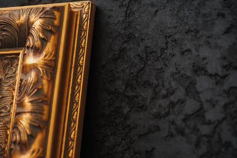 Beautiful golden frame with pattern close up Stock Photos