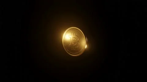 Beautiful Golden spinning loopable Bitcoin animation - cryptography Stock Footage 161309197