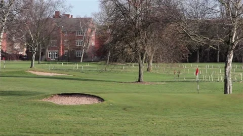 Beautiful Golf Course View with Bunker - Park Backgrounds Stock-Footage 48992072