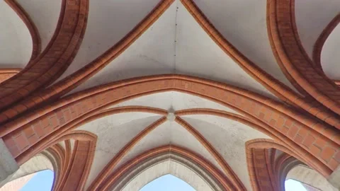 Beautiful Gothic Arches Made of Brick, Tilt shot Vídeos de archivo 137907103
