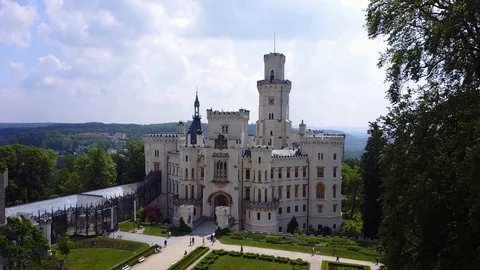 Beautiful gothic castle from drone Stock Footage 90133452
