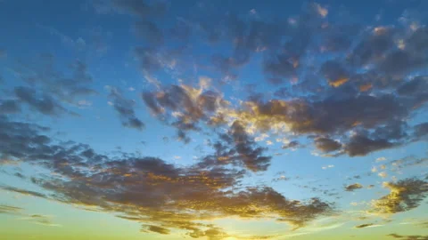 A Beautiful Gradient of Colors of Sunset Sky with Clouds and Camera Panning Stock Footage 221428710