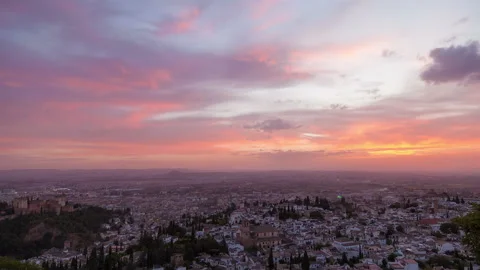 Beautiful Granada Sunset time lapse Stock Footage 233747045