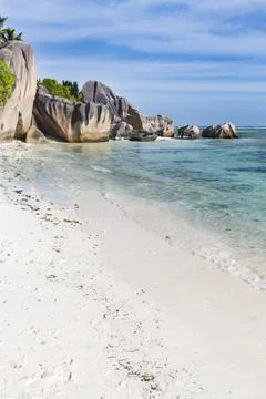 Beautiful granite rock at Anse Source D'Argent in La Digue, Seychelles Stock Photos