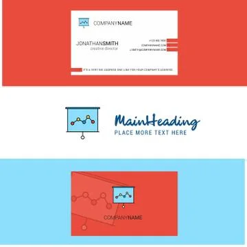 Beautiful Graph chart  Logo and business card. vertical Design Vector Illustrazione stock