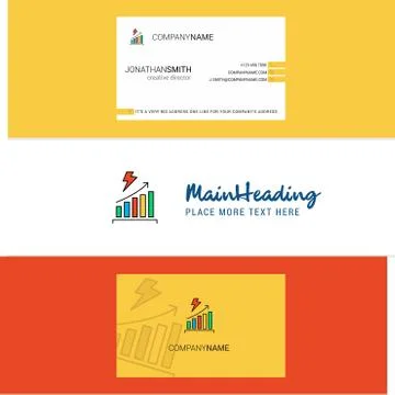Beautiful Graph rising Logo and business card. vertical Design Vector Stock Illustration