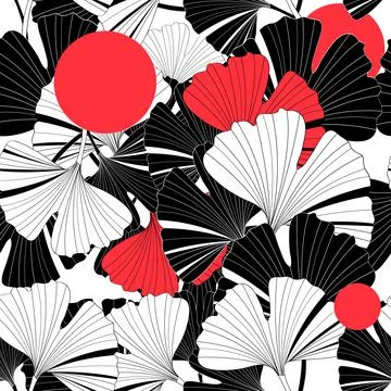 Beautiful graphic patterns are seamless with ginkgo leaf Illustrazione stock