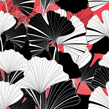 Beautiful graphic patterns are seamless with ginkgo leaf Ilustração Stock