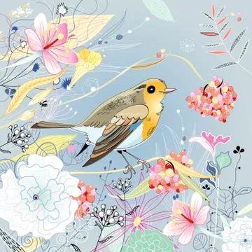 Beautiful graphics birds Stock Illustration