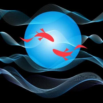 Beautiful graphics of red fish Stock Illustration