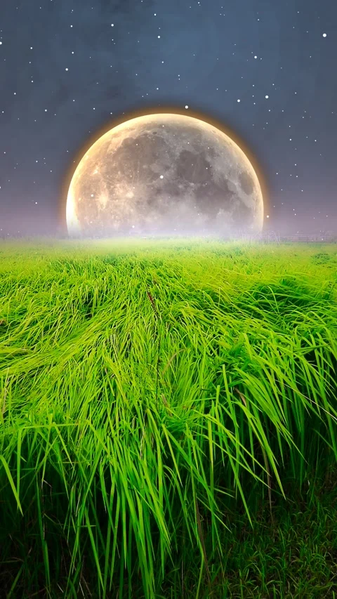 Beautiful grass under the moonlight 스톡 동영상 299714899
