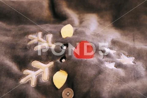 A beautiful gray duvet with some face as small reindeer Stock Photos