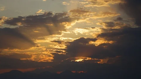 Beautiful great dramatic bright golden sunrise or sunset landscape. Stock Footage 120861829