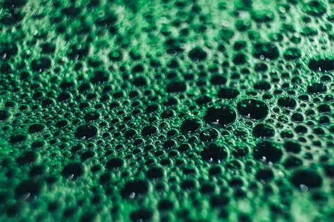 Beautiful green bubbles background . Macro view. Stock Photos