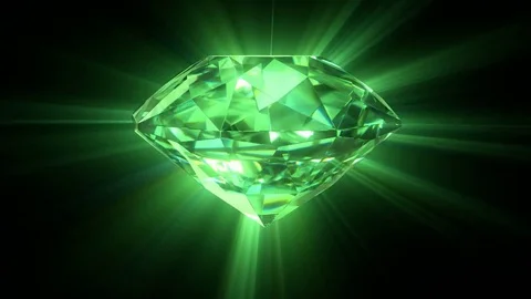 Beautiful green Emerald Close-Up with Matte in Looped animation Stock Footage 79733353