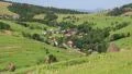 Beautiful green hills and village in Carpathians, Ukraine HD Footage