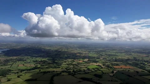 Beautiful green landscape with dramatic clouds Stock Footage 212170121