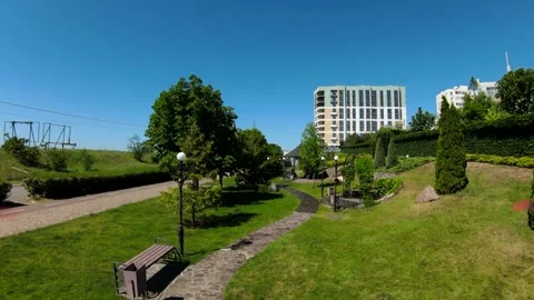 A beautiful green park from above view with green plants and grass Stock Footage 337652085
