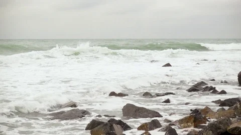 Beautiful green waves slow mo Video stock 83244214