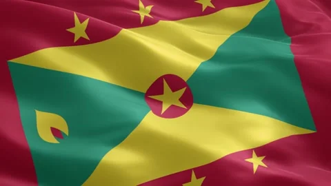 Beautiful Grenada Flag Waving Loop National Symbol of Grenadian Pride and C.. Stock Footage 334627787