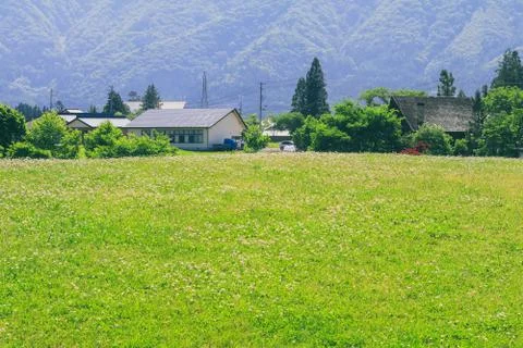 Beautiful Hakuba mountain range  in spring season , Nagano Prefecture Japan. Stock Photos