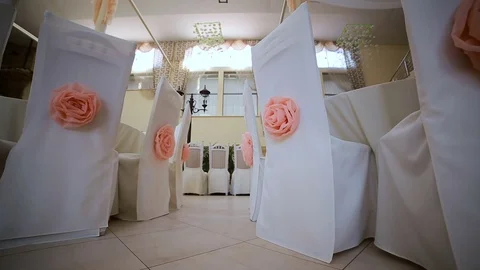 Beautiful hall decoration for wedding Stock Footage 76476948