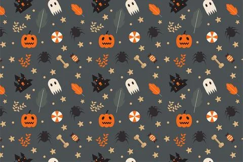 Beautiful Halloween element pattern vector on a dark background. Halloween en Stock Illustration