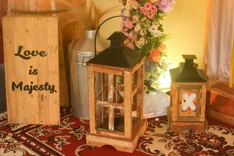 Beautiful hand crafted lantern with theme rustic for decoration and interior Stock Photos