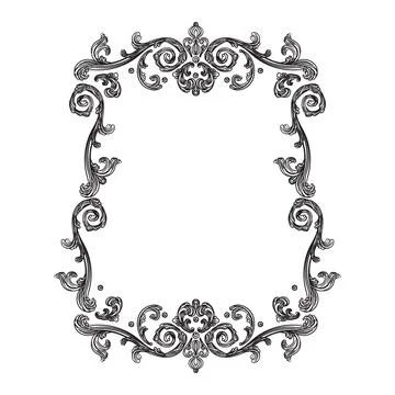 Beautiful hand drawing baroque frame vector illustration 스톡 일러스트