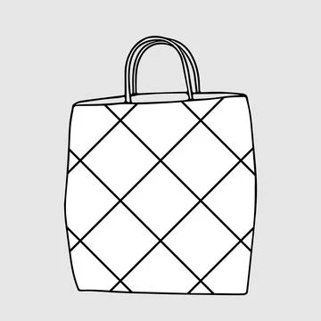 A Beautiful hand drawing black vector bag with geometric pattern for shopping イラスト素材